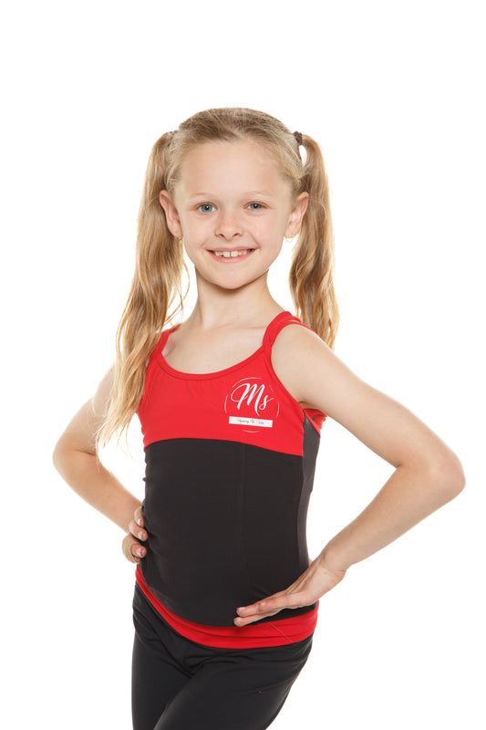 Bloch Double Cross Girls Red and Black Cami